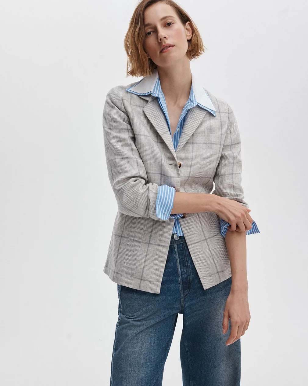 CHAPPELL PLAID LINEN BLAZER