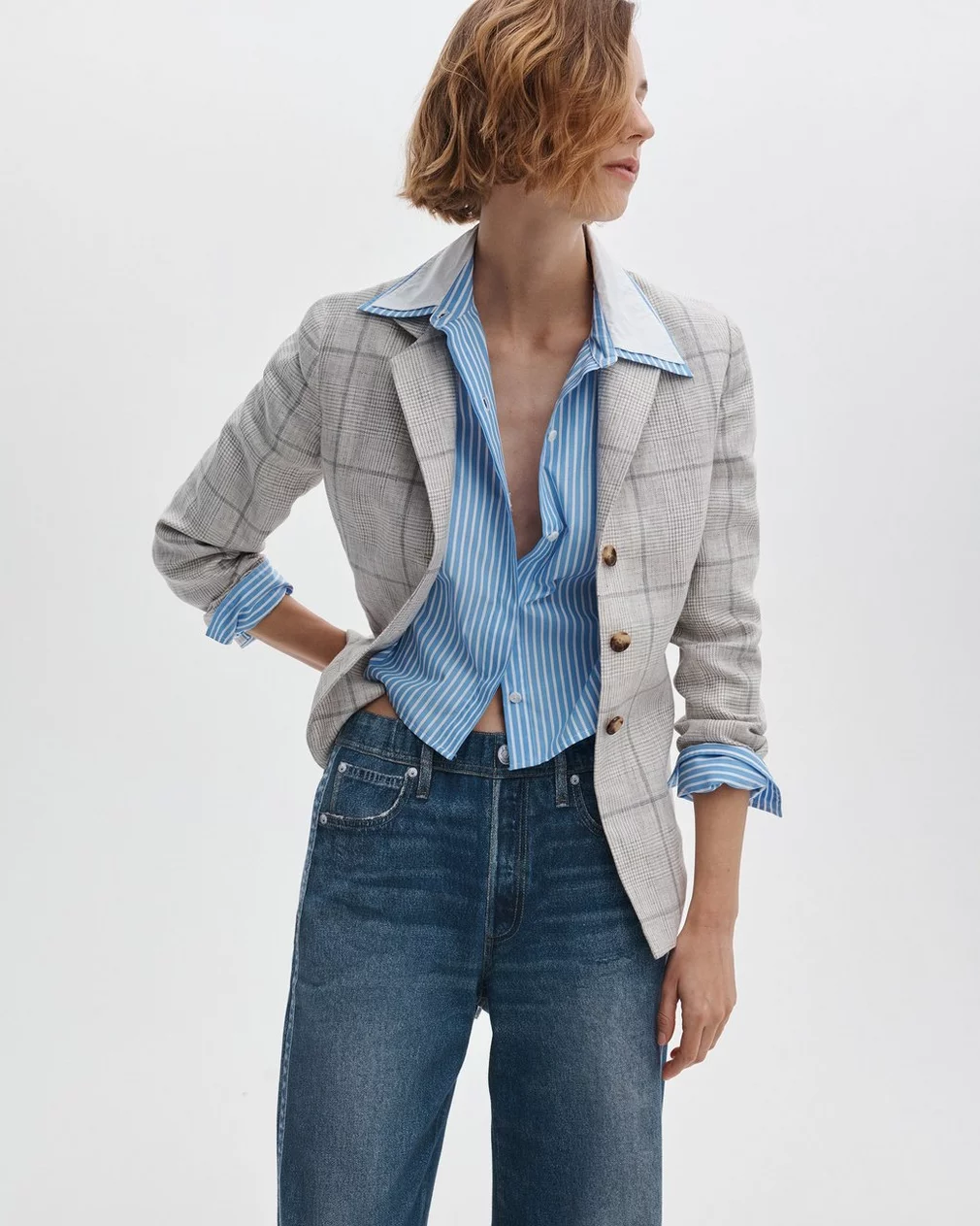 CHAPPELL PLAID LINEN BLAZER