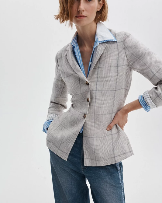 CHAPPELL PLAID LINEN BLAZER
