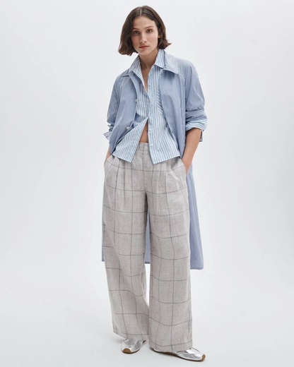 CHAPPELL PLAID LINEN PANTS