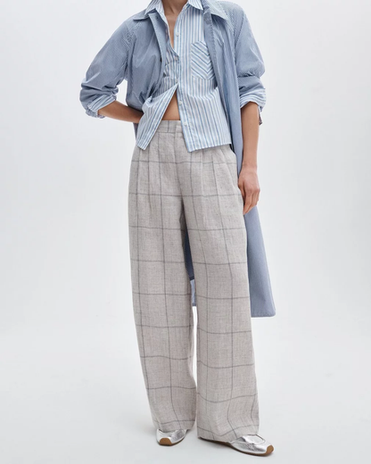 CHAPPELL PLAID LINEN PANTS